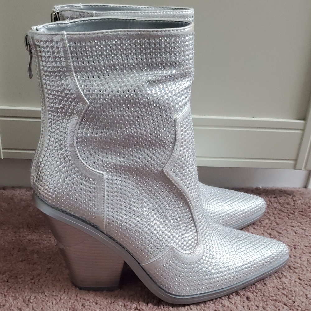 Azelea Wang Rhinestone Ankle Boots